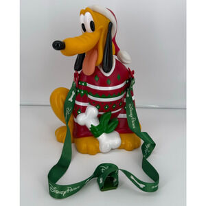 2018 Disney Parks Pluto Popcorn Bucket Red Christmas Sweater – Used